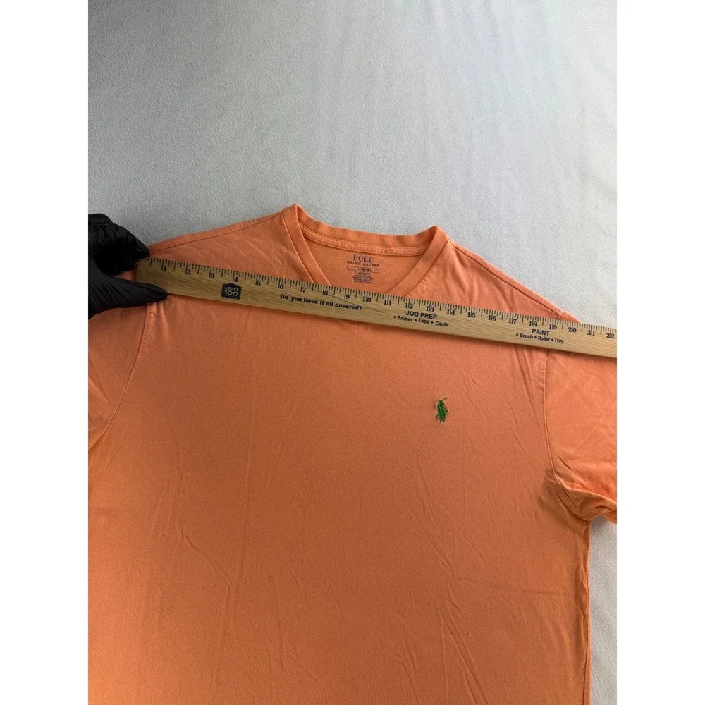 Polo Ralph Lauren Men Classic Fit V Neck T Shirt Orange Size Large *small holes*
